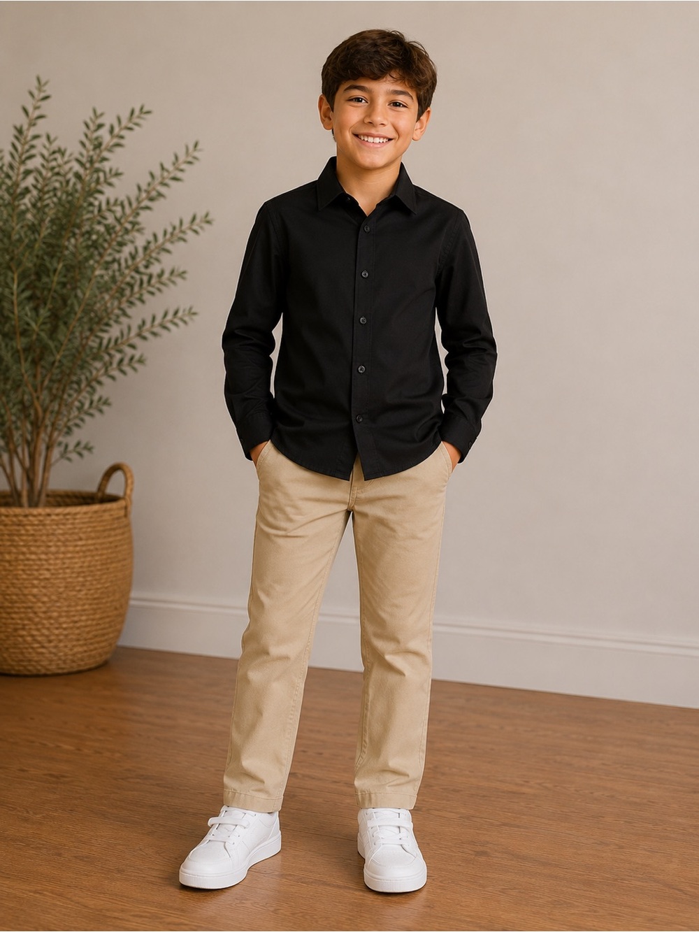 Nordstrom • NWT Boys Cotton Black Button-Up Shirt